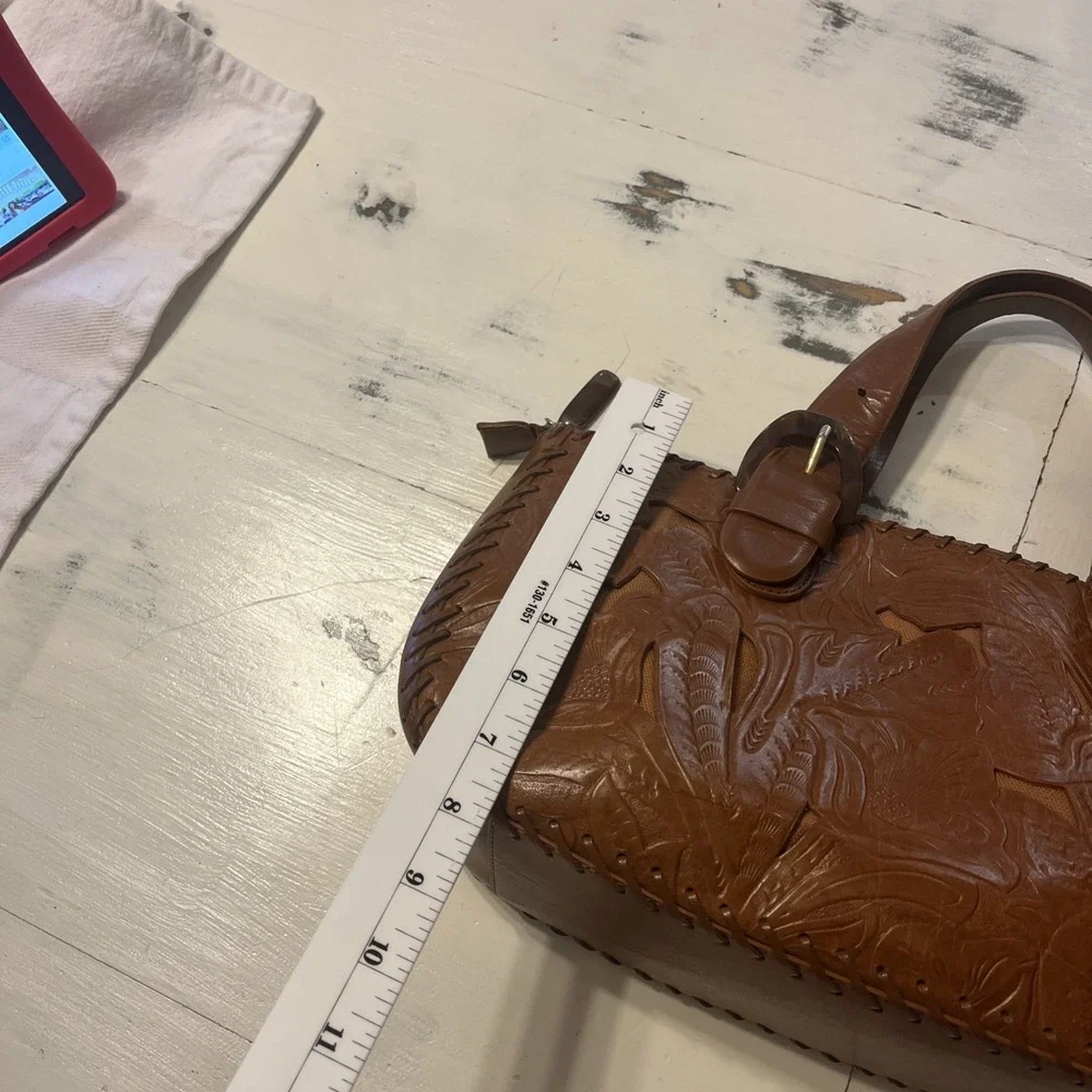 via spiga bag Satchel Brown With Cut Out Designs Leather